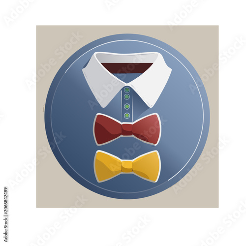 Flat design illustration of bow ties and dress shirt