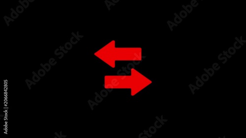 Red arrows animation, opposite direction symbols for business strategy and data flow, minimalist motion