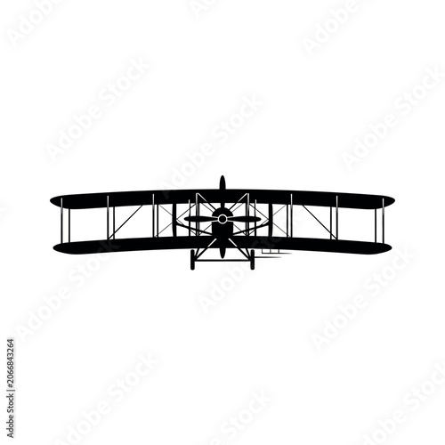 Vintage Biplane Aircraft Silhouette 2.