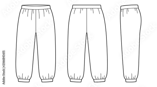 Jogger sweatpants vector template illustration | transparent background