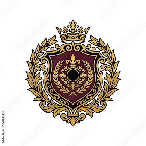 Vintage royal crest with fleur-de-lis.