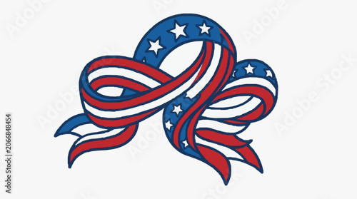 Bilde på lerret American flag waving in dynamic motion with red white and blue stars