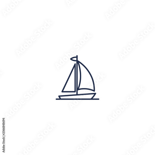 Simple sailboat outline icon on white background.