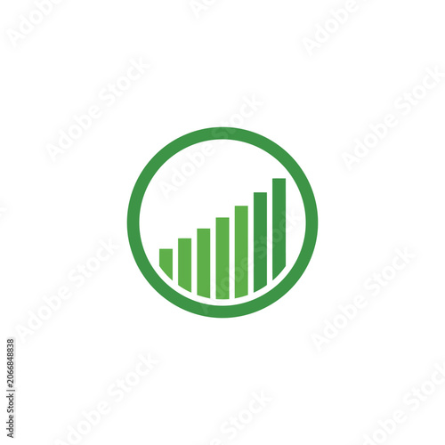 Minimalist green gradient bar chart in thin circle.