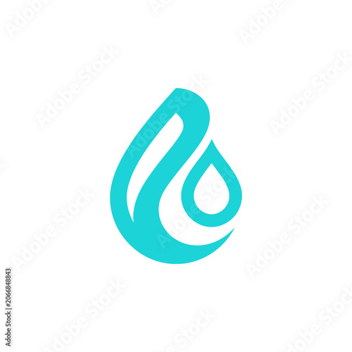 Teal stylized liquid water drop icon.