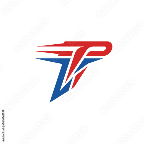 Abstract dynamic letter T and P logo.