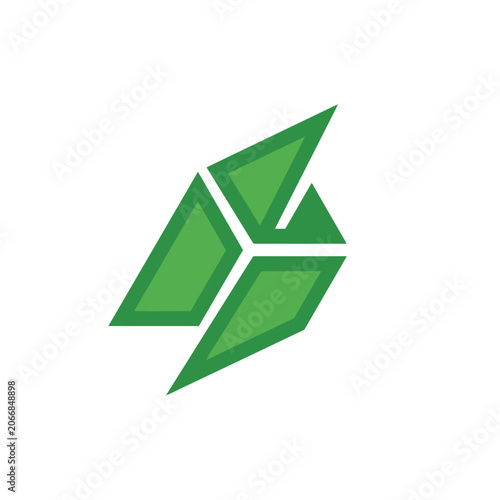 Green segmented dynamic arrow logo design.