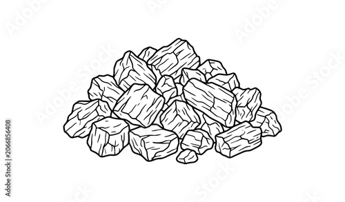 Photos Charcoal and Coal Pieces Vector Illustration Set with Piles and Chunks