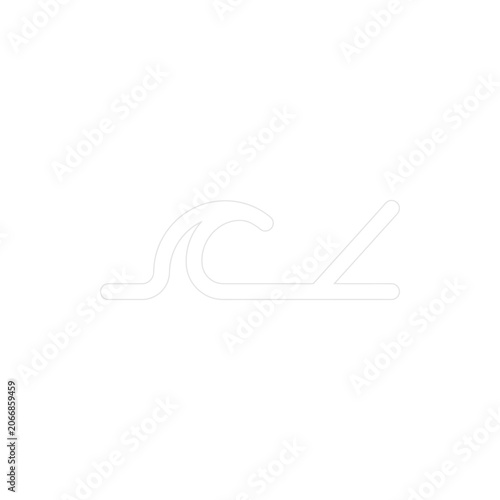 Minimalist white line ocean wave and flat tool.