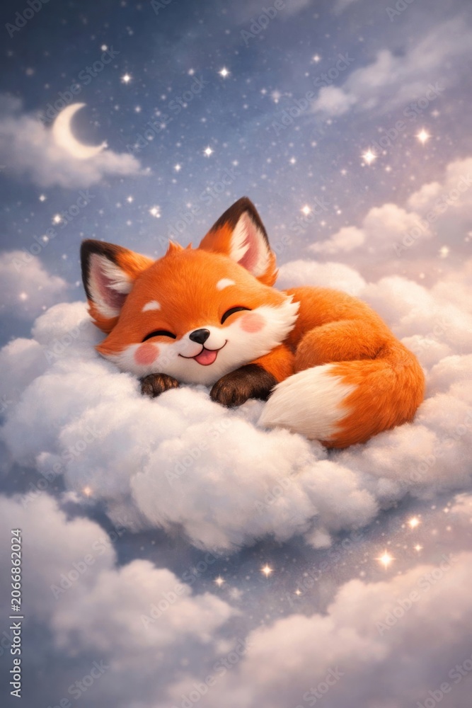 Fototapeta premium Adorable fox sleeping peacefully.