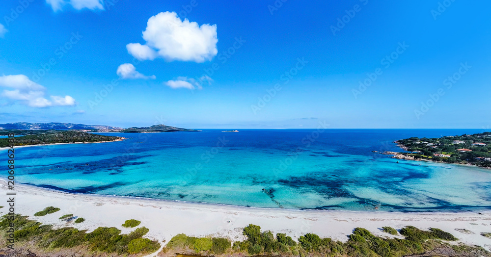 Fototapeta premium Aerial view of Lu Impostu beach in Sardinia