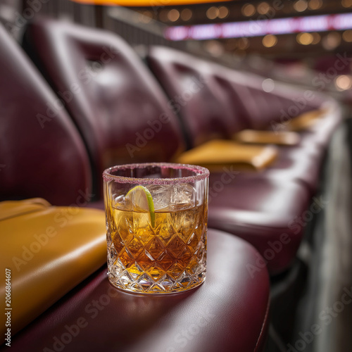 empty seats in a theater, luxury drink