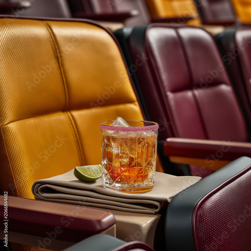 empty seats in a theater, luxury drink