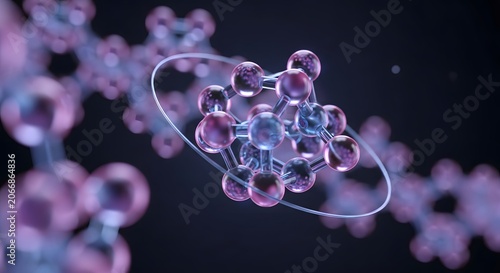 Molecular structure with glowing electron orbit