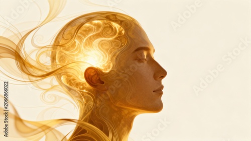 Profile of a person with glowing brain