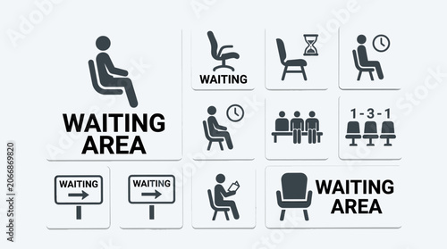Waiting Area Icons and Symbols Collection - Patience and Time Management