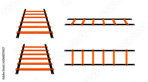 Tennis footwork ladder training equipment with front side rear and top views vector illustration