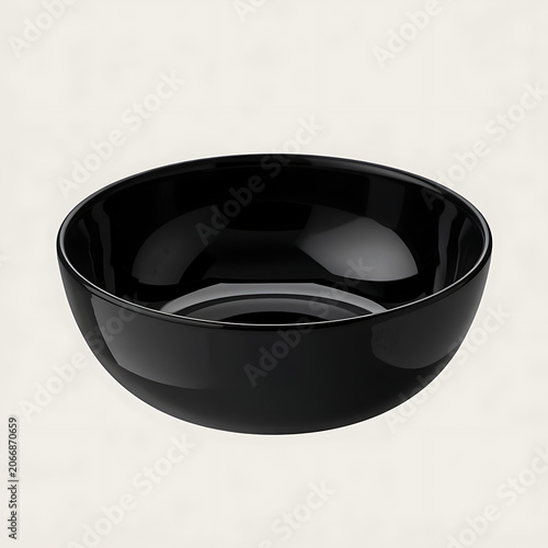 Empty black ceramic round bowl