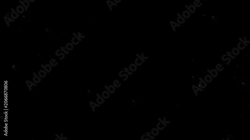 Abstract golden stardust trail with twinkling glitter stars and glowing light sparks, magical fairy particles creating a sparkling transition path across black background, seamless 4k animation