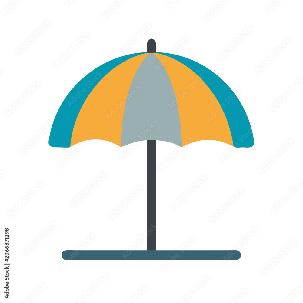 Obraz premium Stylized beach umbrella on black background: simplicity and summer