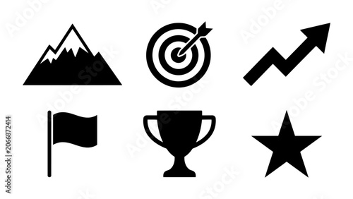 Quadro su tela Collection of business achievement and success icons