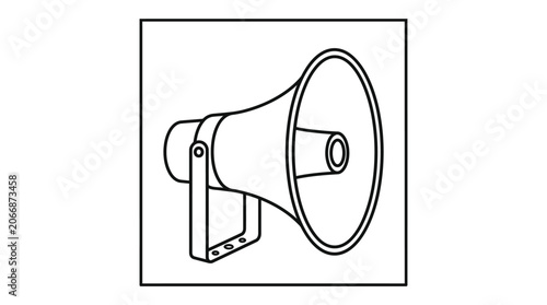 Megaphone or Loudspeaker for Public Announcement Line Icon on Isolated White Background