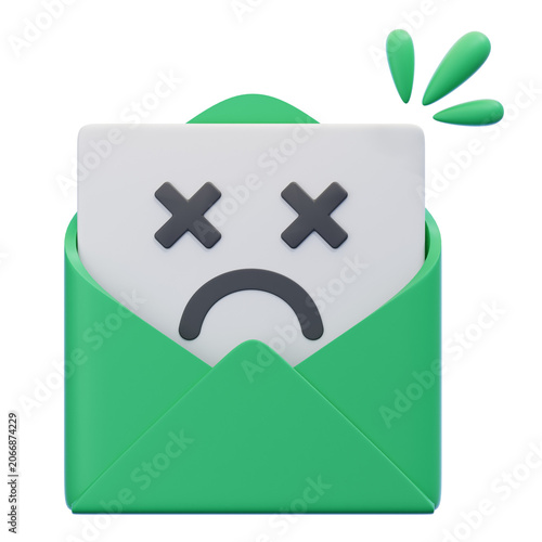 Canvastavla 3D render of an undeliverable email notification, featuring a sad face message c