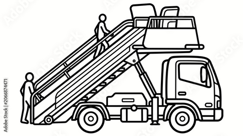 Airport Passenger Airstair Truck Line Icon, isolated white background