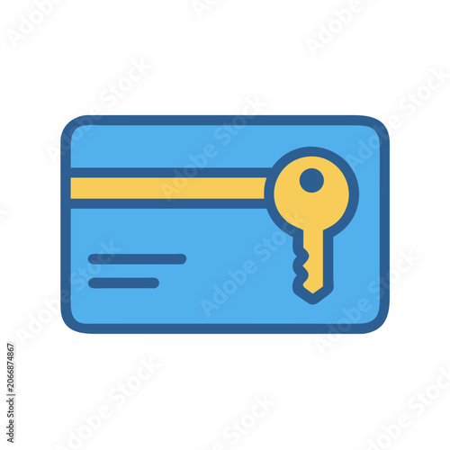 Flat design key card illustration for hotel or access