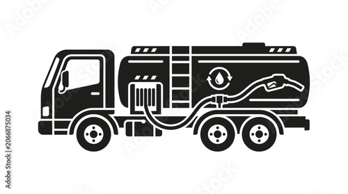 Fuel Tanker Truck Icon for Airport Ground Support Operations, isolated white background