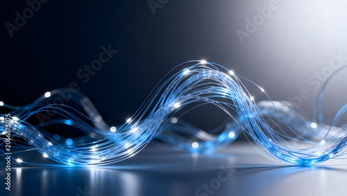 Blue glowing fiber optic strands