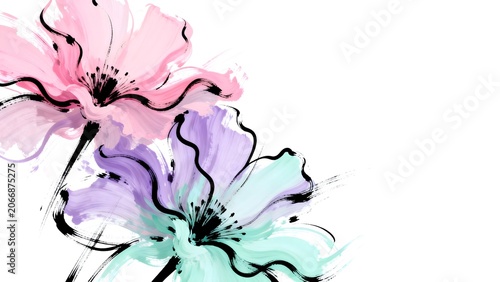 Painted floral art with soft colors