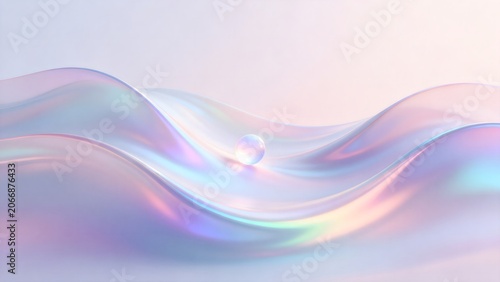 Abstract iridescent wave with sphere