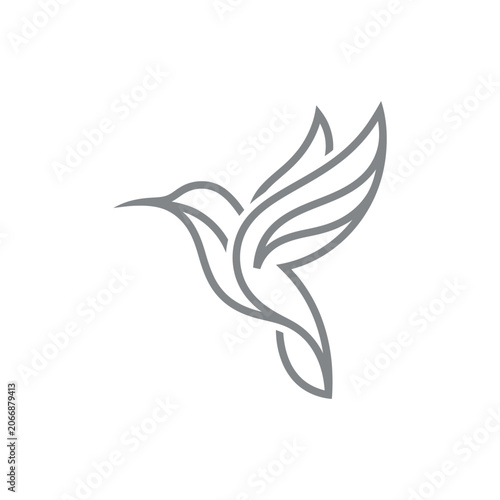Fluid line art hummingbird icon with curved wings.