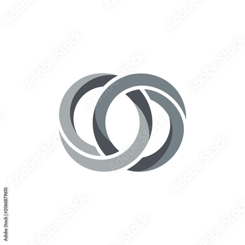 Interlocking circular rings partnership logo symbol.