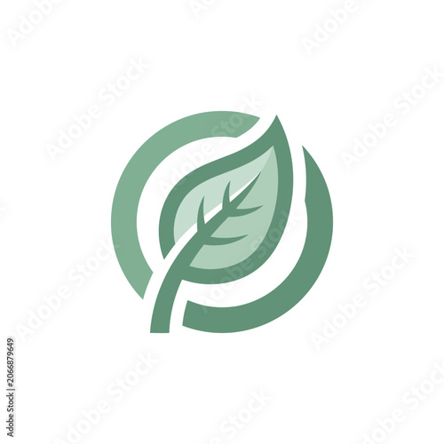 Green leaf icon within a circular outline.