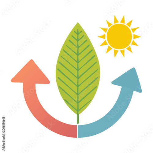 Recycling symbol with arrow and leaf design