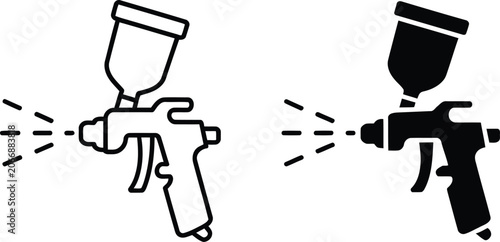 Bild auf Leinwand Paint spray gun tool vector illustration, Paint spray gun tool icon set