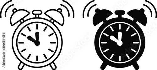 Canvastavla Classic alarm clock time reminder vector illustration, Classic alarm clock time
