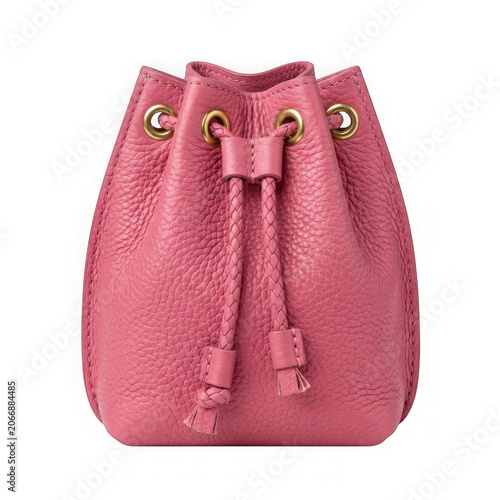 Stylish pink leather coin pouch isolated on transparent background