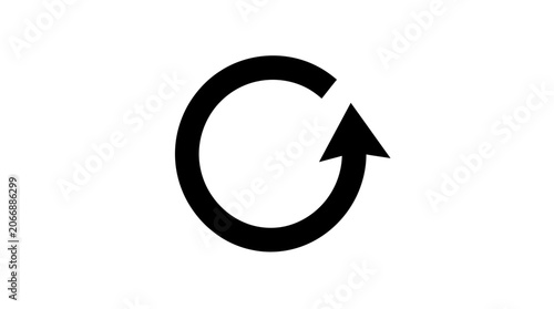 Circular arrow with upward point black silhouette