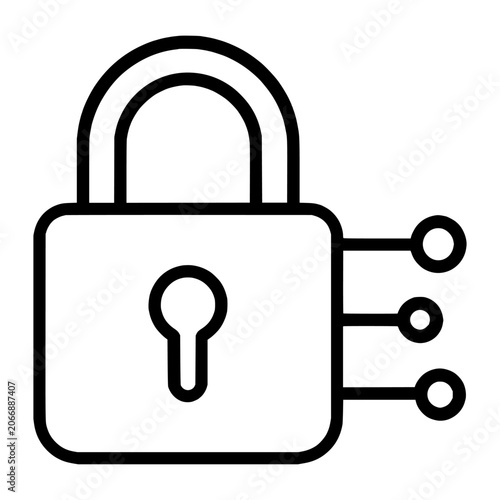 Data Encryption Lock Line Icon
