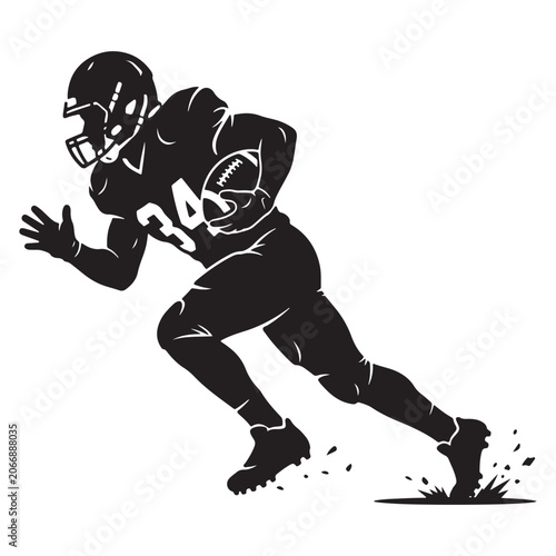 American Football Player Running Silhouette Vector Sports Athlete Action Clipart