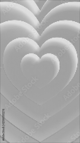 The illustration depicts a creative arrangement of hearts in a layered composition.