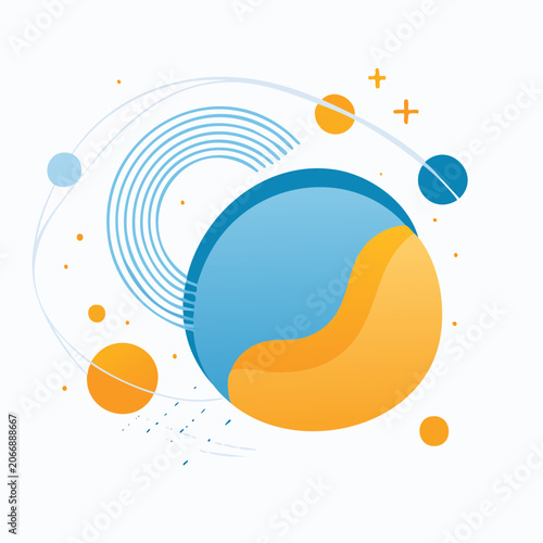 Abstract Geometric Shapes with Blue and Orange Gradient