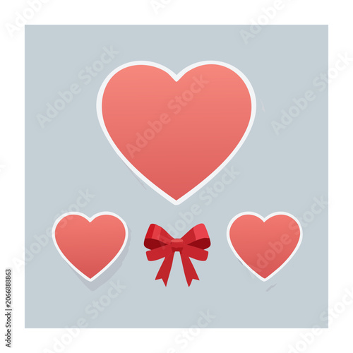 Flat Design Heart and Bow Illustration