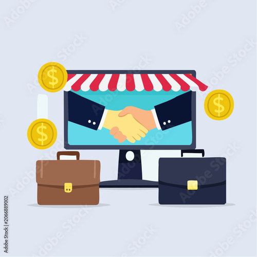 Online Business Deal and Partnership Concept