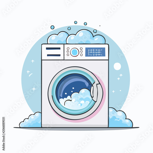 Washing Machine with Soap Suds and Bubbles
