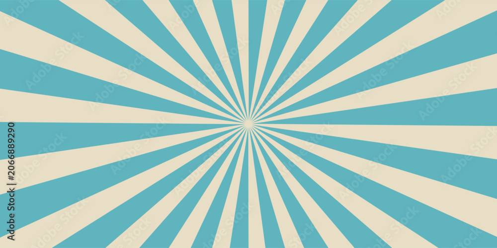Obraz premium Retro vintage spiral wavy sun rays, blue background pattern, radial spiral lines, comic ray stripes, grunge texture, circus, carnival, summer background, vector illustration.