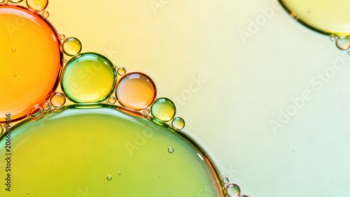 Colorful liquid bubbles on surface